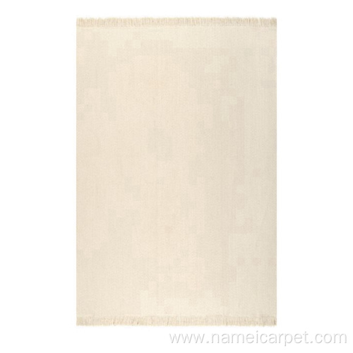 Braided woven Wool white area rugs